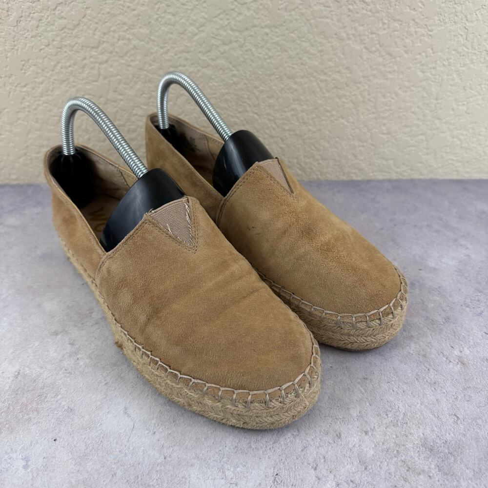 Womens Sam Edelman 9.5 Cherlene Slip-On Espadrille Tan Suede Leather READ DESC
